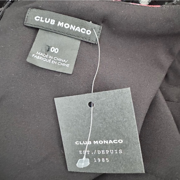 Club Monaco Gustano Dress Black Grand Floral Print Bell Sleeve Sheer pattern 00 - Picture 6 of 8